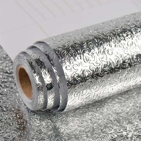 Papel Aluminio Autoadhesivo, Resistente al calor, lavable de 5 Mts x 60 cm