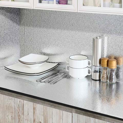 Papel Aluminio Autoadhesivo, Resistente al calor, lavable de 5 Mts x 60 cm