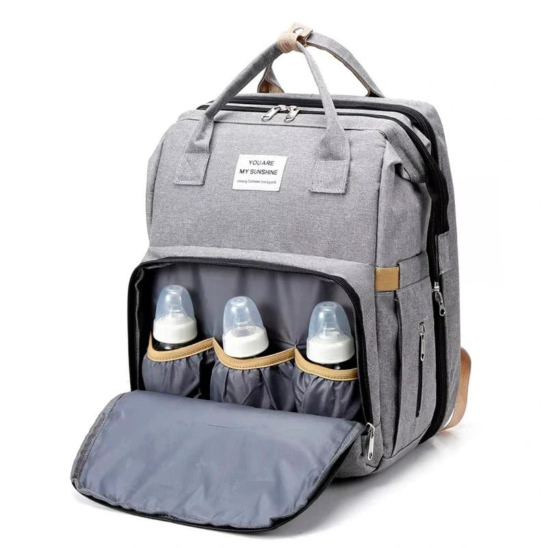 Mochila Pañalera Multifuncional Con Cama Plegable Para Bebé