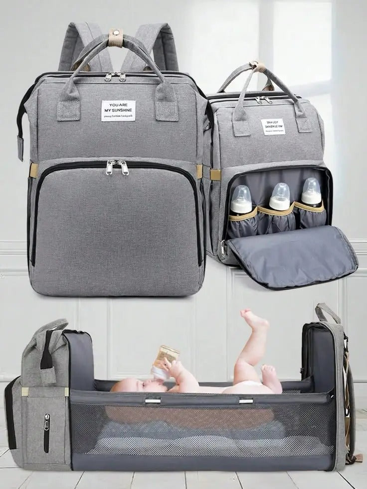 Mochila Pañalera Multifuncional Con Cama Plegable Para Bebé