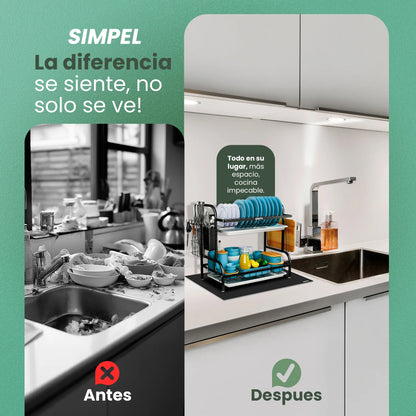 Escurridor de Platos 2 Niveles – Compacto, Resistente y Antigoteo
