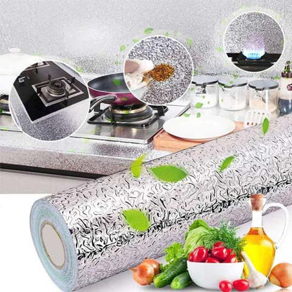 Papel Aluminio Autoadhesivo, Resistente al calor, lavable de 5 Mts x 60 cm