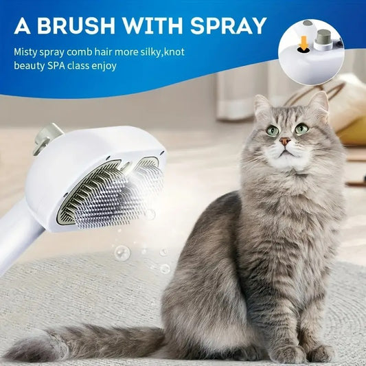 Cepillo con humificador para mascota x1 sistema push separador de pelo